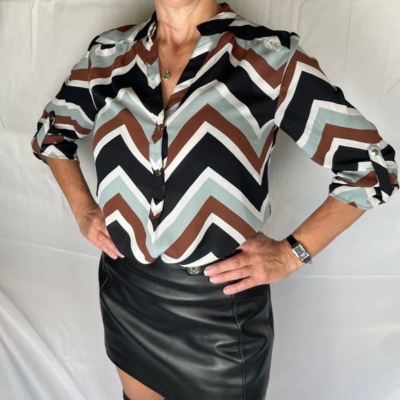 Chevron women’s blouse 3/4 sleeve - Picture 5 of 8
